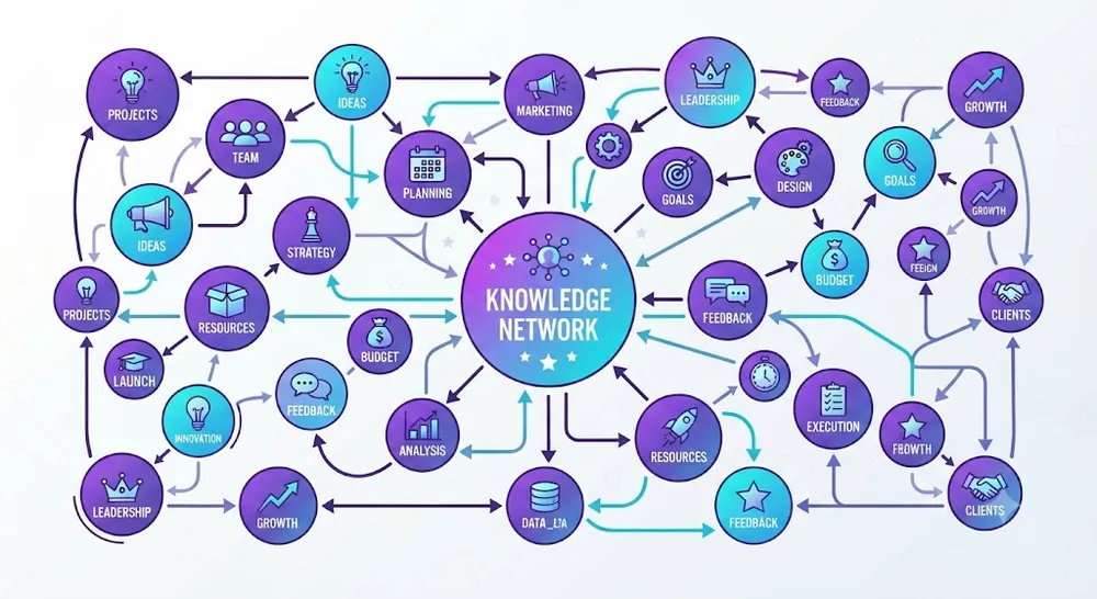 Toy-style web of connected concepts