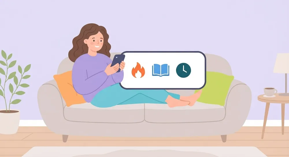 A parent glancing at a short summary card on a phone