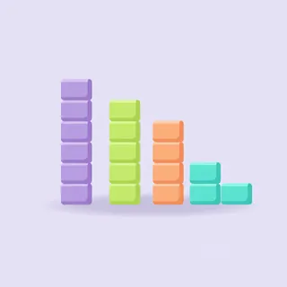 Toy-style grid of coloured blocks