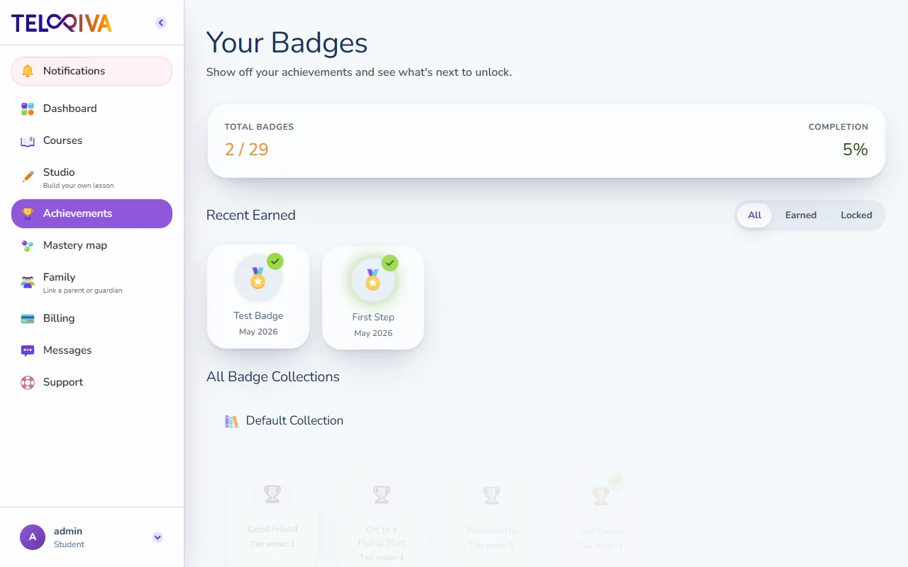 Student badges and milestone rewards